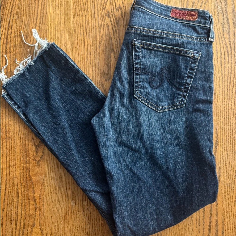 AG Adriano Goldschmied Dark Blue Straight Leg Jeans